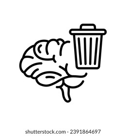 Icono de estilo de línea para lata de basura en Brain