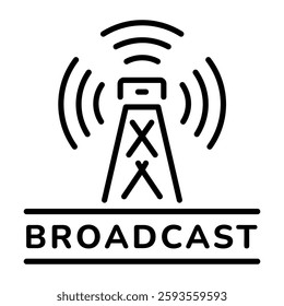 A line style icon of broadcast network tower 