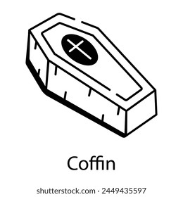 A line style icon of burial coffin