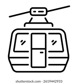 A line style icon of a cable car ride