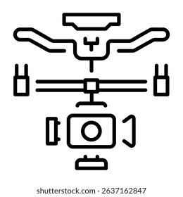 A line style icon of a camera rig