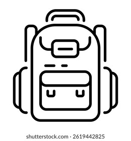 A line style icon of a camping backpack