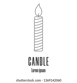 Line style icon of a candle. Religional logo. Clean and modern vector illustration.