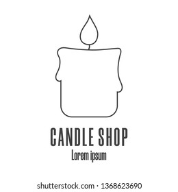 Line style icon of a candle. Candle shop logo. Clean and modern vector illustration.