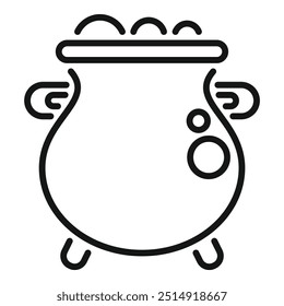 Line style icon of a cauldron, magical object for preparing potions, for halloween or fantasy project