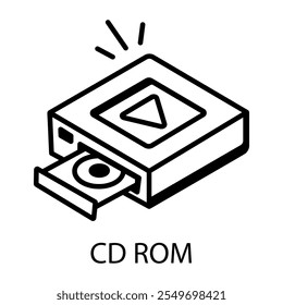 Um ícone de estilo de linha de cd rom 