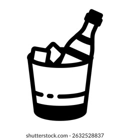 A line style icon of champagne bucket with ice
