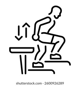 Line style icon of a character doing calf exercise 