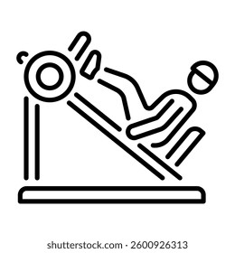 Line style icon of a character doing leg press workout 
