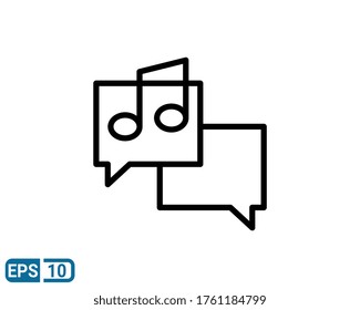 line style icon of chat about music style isolated on white background. EPS 10