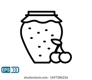 line style icon of Cherry compote on white background. EPS 10 