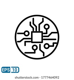 line style icon of circuit board. vector illustration for graphic design, website, UI isolated on white background. EPS 10