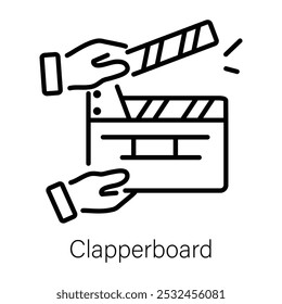 A line style icon of clapperboard 