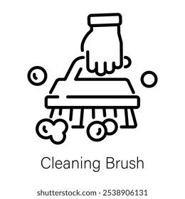 A line style icon of cleaning brush 