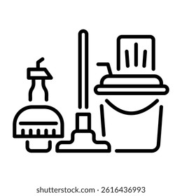 A line style icon of a cleaning bucket 