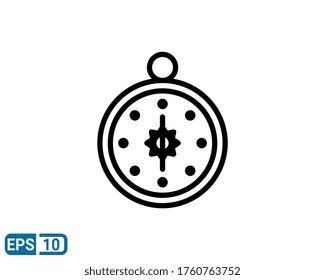 line style icon of compass isolated on white background. EPS 10 