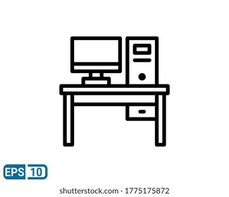 line style icon of computer isolated on white background. EPS 10