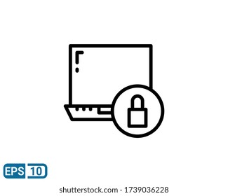 line style icon of computer security isolated on white background. EPS 10