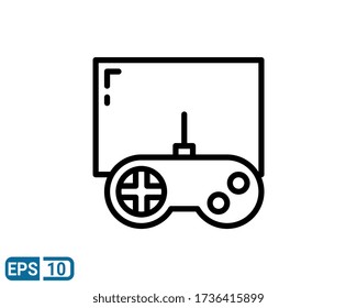 line style icon of console and tv isolated on white background. sign illustration for website, graphic design, UI. EPS 10