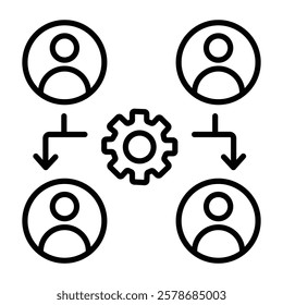 A line style icon of crew management 