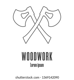 Line style icon of a crossed axes. Carpentry logo. Clean and modern vector illustration.