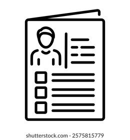 A line style icon of curriculum file  