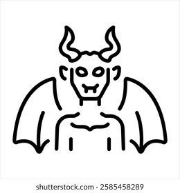 A line style icon of demon character 