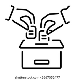 Line style icon denoting voting and electoral participation