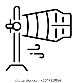 Um ícone de estilo de linha que indica um indicador de 'windsock'