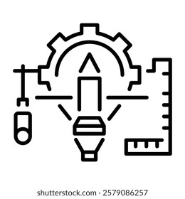 Line style icon depicting a 3d modelling tool 