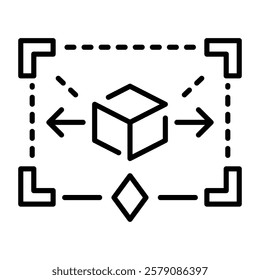A line style icon depicting 3d surface 