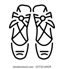 A line style icon depicting ballet shoes 