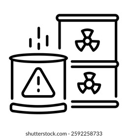 A line style icon depicting chemical drums 