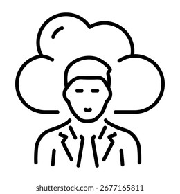 Icono de estilo de línea que representa al administrador de la nube