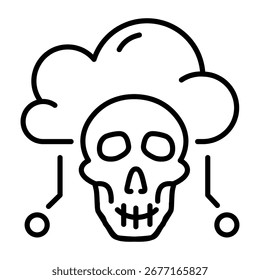 Ein Symbol im Linienstil, das das Cloud-Hacking darstellt