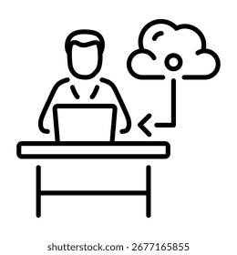 Icono de estilo de línea que representa al proveedor de la nube