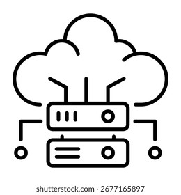 A line style icon depicting cloud server