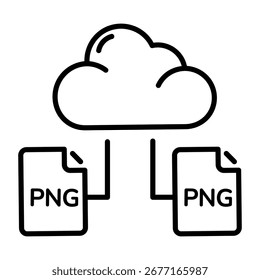 Ein Linienstil-Symbol, das den Cloud-Upload darstellt