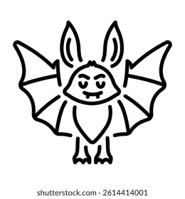 A line style icon depicting an evil bat 