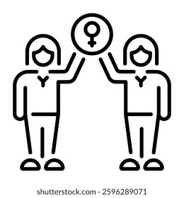 A line style icon depicting female support 