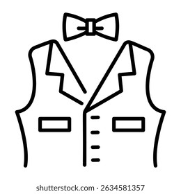 A line style icon depicting formal dress outfit