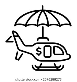 A line style icon depicting helicopter insurance 