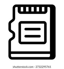 Icono de estilo de línea que representa una tarjeta de memoria