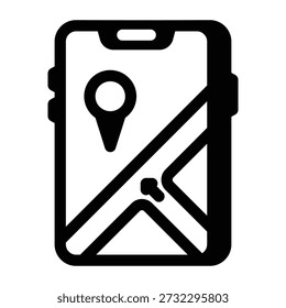 Line style icon depicting a navigation device