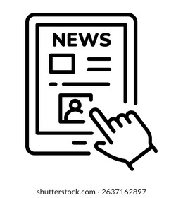 A line style icon depicting a news editor 