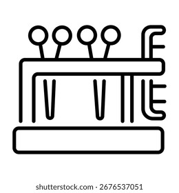Un icono de estilo de línea que representa el soporte de tijeras