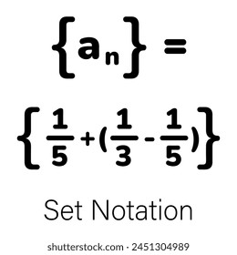 A line style icon depicting set notation 