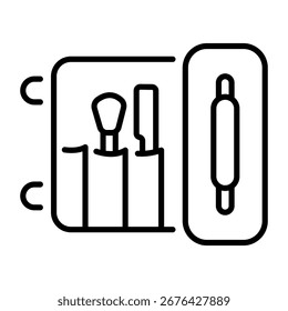 Icono de estilo de línea que representa un rollo de herramientas