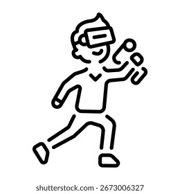 Um ícone de estilo de linha que representa a configuração da tecnologia vr