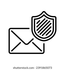 Estilo de línea Diseño de iconos para correo electrónico y escudo